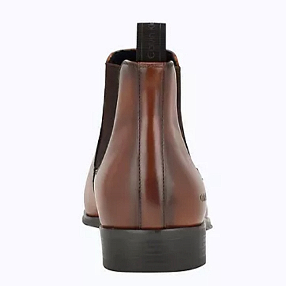 New w/Box Calvin Klein Donto Brown Leather Pull-On Chelsea Ankle Boots Size 9 - Picture 4 of 5